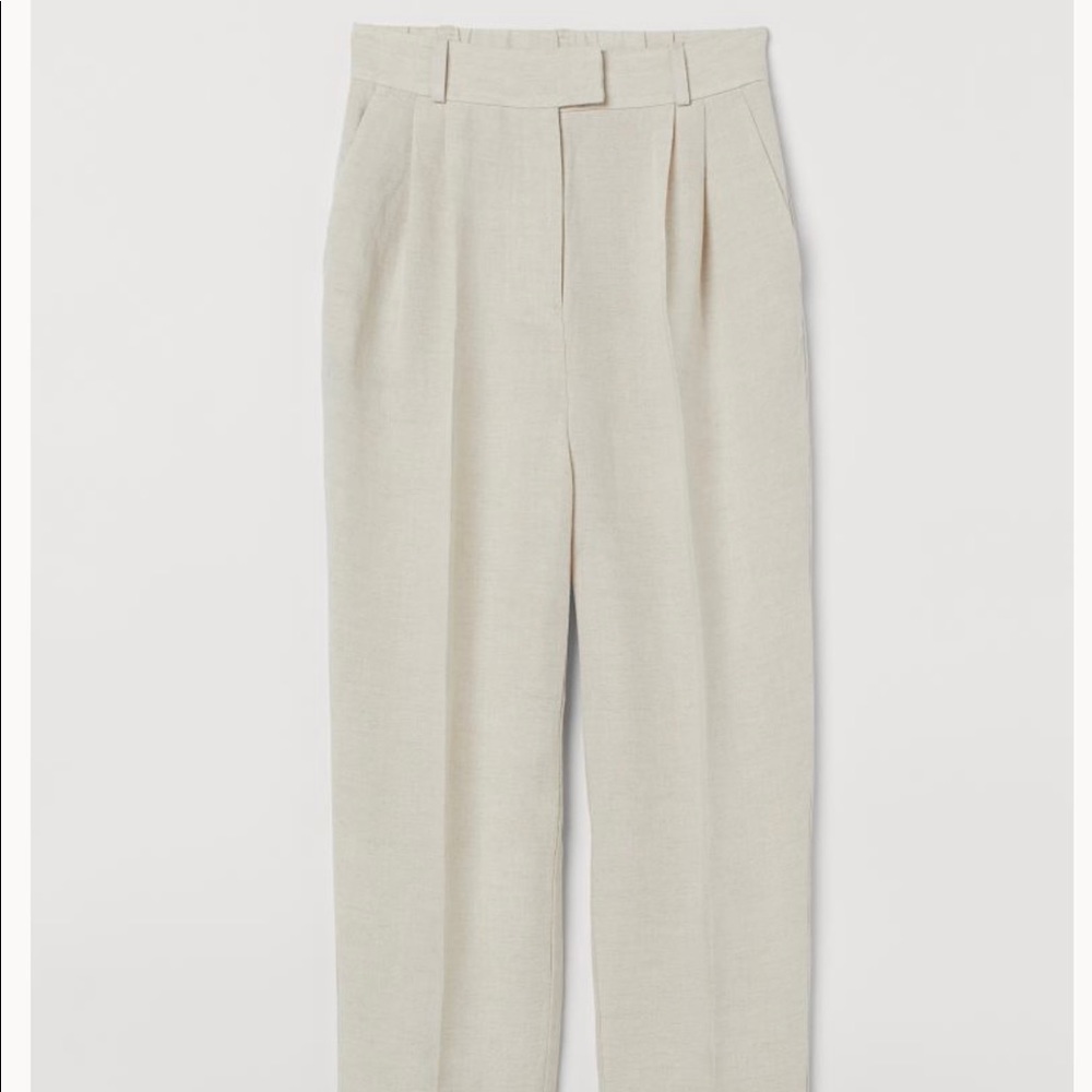 H&M High waisted, tan, linen trouser